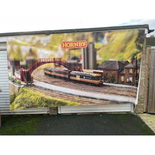 201 - Original Hornby Marketing Banner 3m x 2m depicting Intercity 125 entering a country station scene, w... 