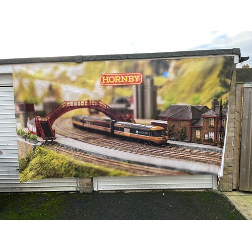 201 - Original Hornby Marketing Banner 3m x 2m depicting Intercity 125 entering a country station scene, w... 