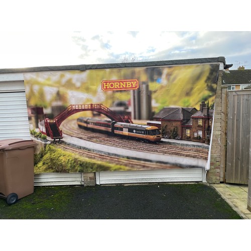 201 - Original Hornby Marketing Banner 3m x 2m depicting Intercity 125 entering a country station scene, w... 