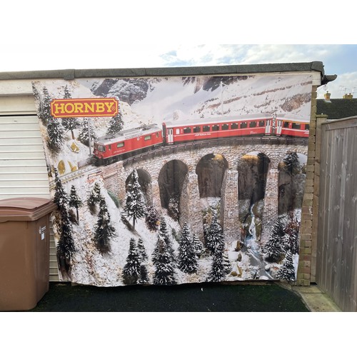 202 - Original Hornby Marketing Banner 2.25m x 2.25m depicting Swiss Rhätische Bahn Train crossing a snowy... 