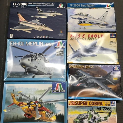 135 - 7 Italeri Un-built 1:72 Scale Aeroplane & Helicopter Kits, each Boxed with Instructions, Six sealed,... 