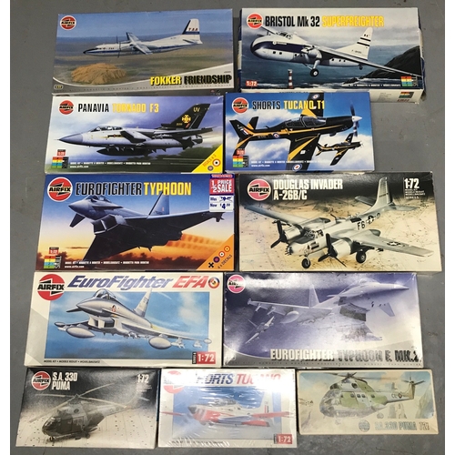 137 - 11 Airfix Un-built 1:72 Scale Aeroplane & Helicopter Kits, each Boxed with Instructions, Three seale... 