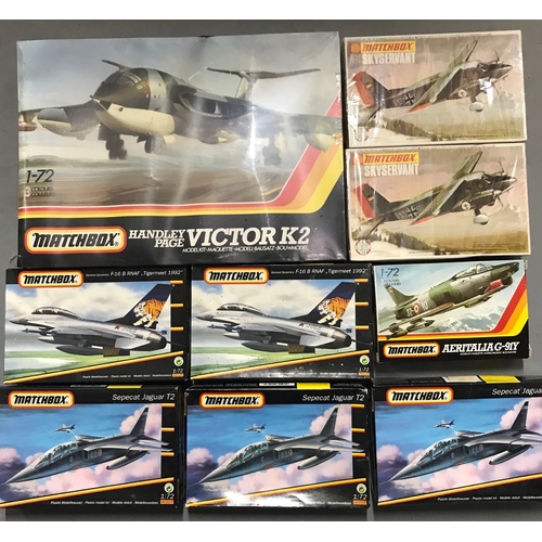 138 - 9 Matchbox Un-built 1:72 Scale Aeroplane Kits, each Boxed with Instructions, Six sealed, Only unseal... 