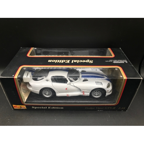 97 - Three 1:18 Scale Maisto Special Edition Super Cars, Includes Dodge Viper GTS-R, Lamborghini SE, Jagu... 