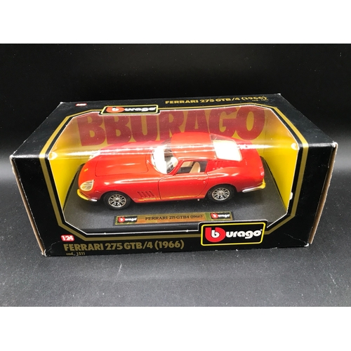 93 - Five 1:24 Sports Cars, Burago (4) and Shell Sportswear Collection Jaguar XJ220, Burago's Ferrari 275... 