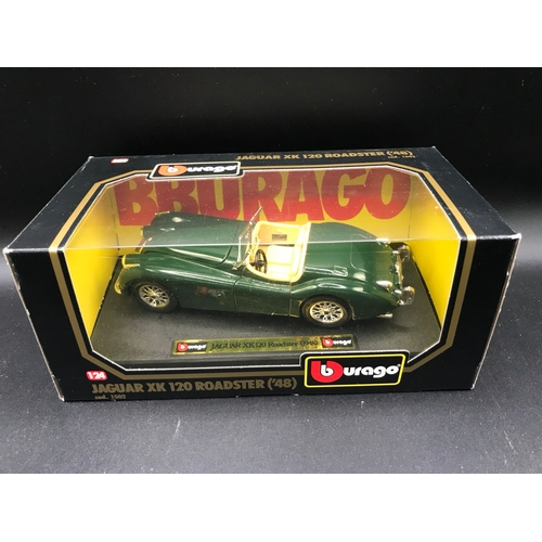 93 - Five 1:24 Sports Cars, Burago (4) and Shell Sportswear Collection Jaguar XJ220, Burago's Ferrari 275... 