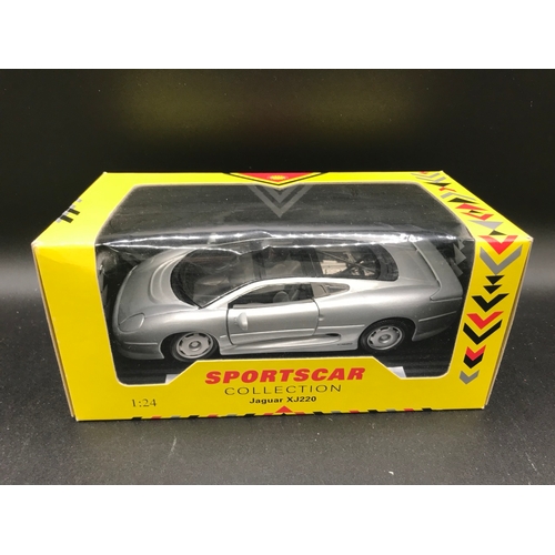 93 - Five 1:24 Sports Cars, Burago (4) and Shell Sportswear Collection Jaguar XJ220, Burago's Ferrari 275... 