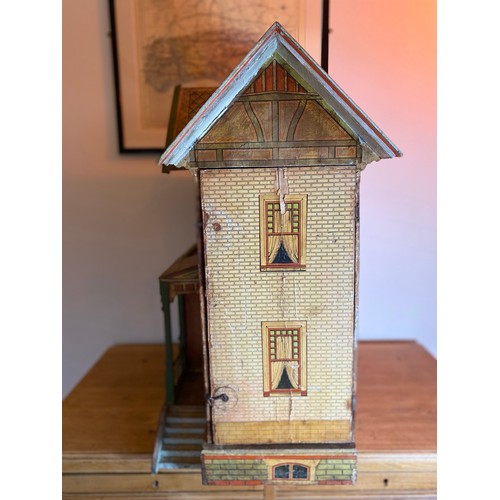 693 - Gottschalk Dollshouse
Moritz Gottschalk lithograph dollhouse with internal stairs circa 1905. Sides ... 