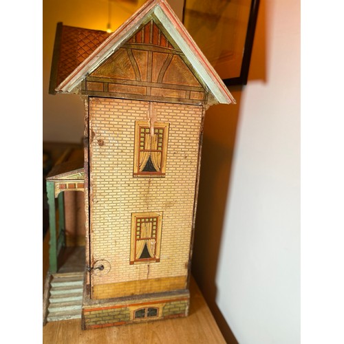 693 - Gottschalk Dollshouse
Moritz Gottschalk lithograph dollhouse with internal stairs circa 1905. Sides ... 