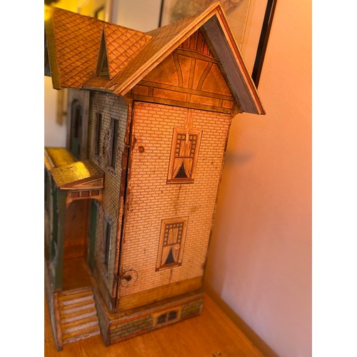 693 - Gottschalk Dollshouse
Moritz Gottschalk lithograph dollhouse with internal stairs circa 1905. Sides ... 