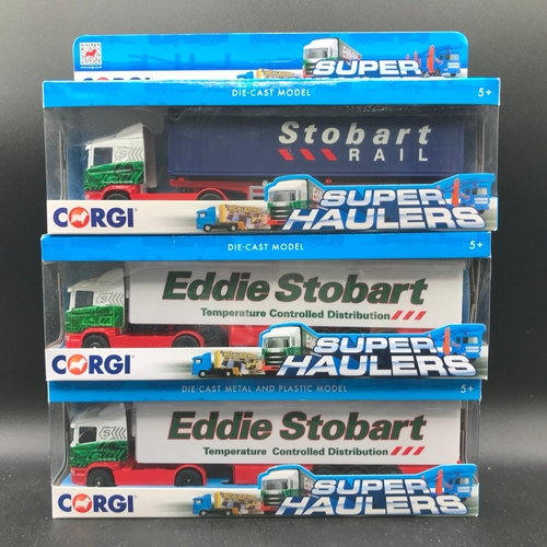 526 - 18 Corgi Superhaulers Eddie Stobart 1:64 Scale, Undisturbed from Packaging, Some shelf wear and dust... 