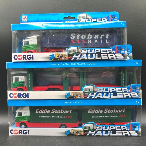 526 - 18 Corgi Superhaulers Eddie Stobart 1:64 Scale, Undisturbed from Packaging, Some shelf wear and dust... 