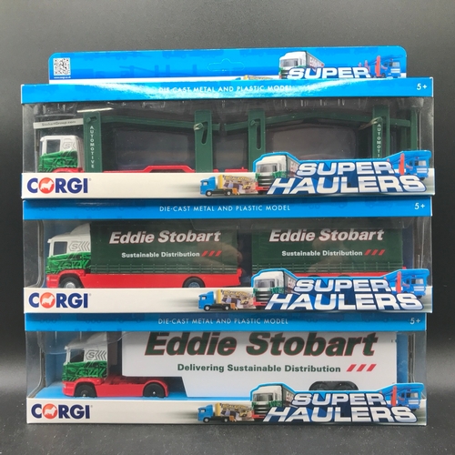 526 - 18 Corgi Superhaulers Eddie Stobart 1:64 Scale, Undisturbed from Packaging, Some shelf wear and dust... 