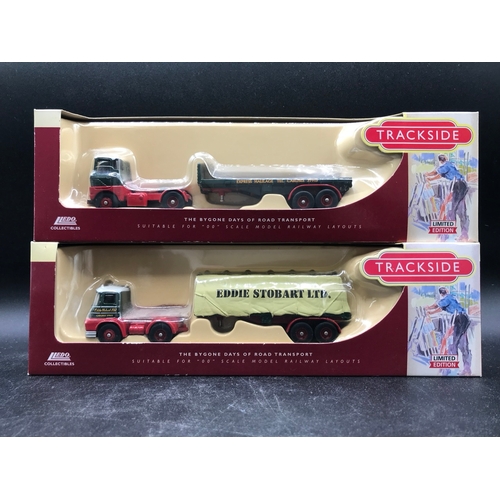 528 - 10 Lledo Trackside Eddie Stobart Trucks and 2 piece Tin Plate Depot & AEC Platform Trailer set ES100... 