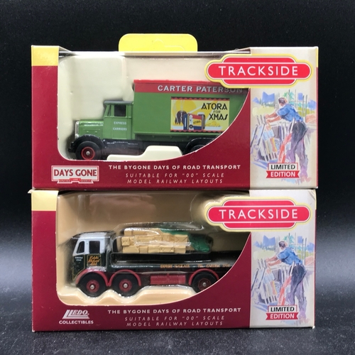 528 - 10 Lledo Trackside Eddie Stobart Trucks and 2 piece Tin Plate Depot & AEC Platform Trailer set ES100... 