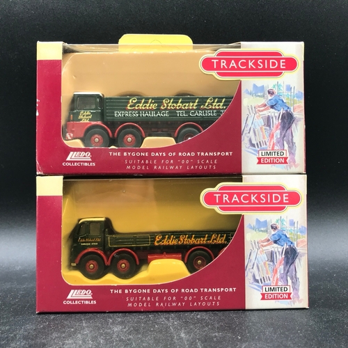 528 - 10 Lledo Trackside Eddie Stobart Trucks and 2 piece Tin Plate Depot & AEC Platform Trailer set ES100... 