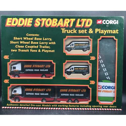 530 - Three Eddie Stobart Corgi Truck Sets with Limited Edition CC10805 Foden S21 8 Wheel Platform Lorry a... 