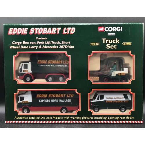 530 - Three Eddie Stobart Corgi Truck Sets with Limited Edition CC10805 Foden S21 8 Wheel Platform Lorry a... 