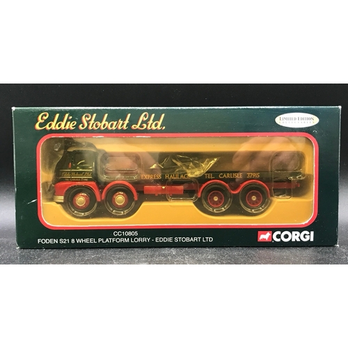 530 - Three Eddie Stobart Corgi Truck Sets with Limited Edition CC10805 Foden S21 8 Wheel Platform Lorry a... 