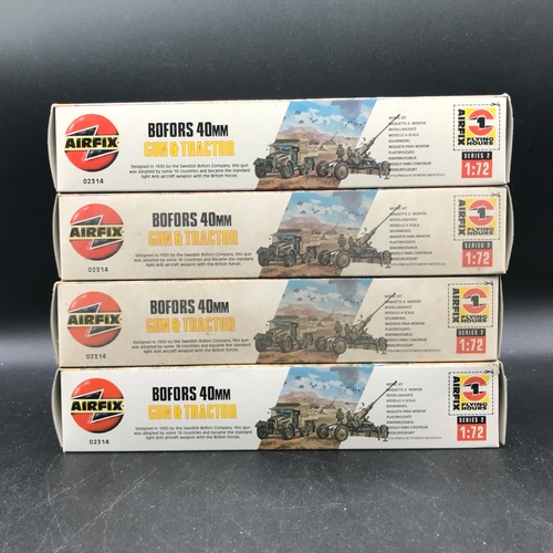 671 - 4 Airfix 02314 Bofors 40mm Gun & Tractor Un-built kits 1:72 Scale, each Boxed with Instructions/Tran... 