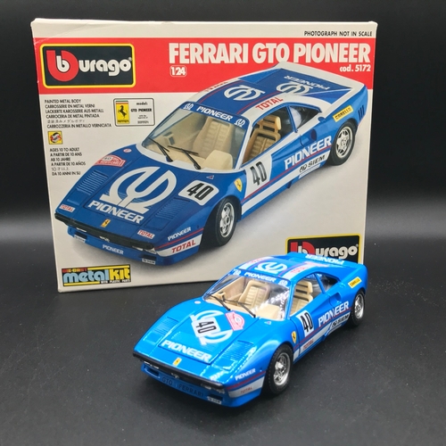 512 - Six 1:24 Burago Die-cast Super Cars, includes Kit-built Ferrari GTO Pioneer, Kit-built Ford AC Cobra... 