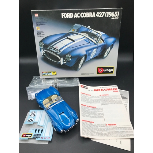 512 - Six 1:24 Burago Die-cast Super Cars, includes Kit-built Ferrari GTO Pioneer, Kit-built Ford AC Cobra... 