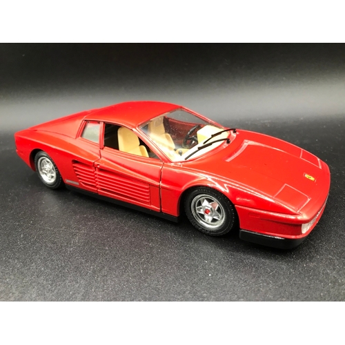 512 - Six 1:24 Burago Die-cast Super Cars, includes Kit-built Ferrari GTO Pioneer, Kit-built Ford AC Cobra... 