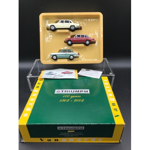 563 - 50's/60's vibe of Die-cast Vehicles includes Vanguards Triumph 100 years gift set of Dolomite, Heral... 