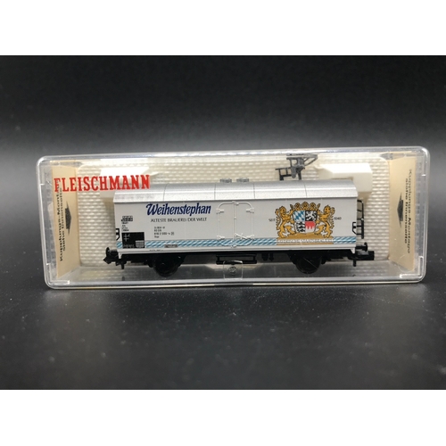 250 - Four 'N' Gauge Beer Freight Wagons in Cases, 'Ready-to-roll', Fleischmann 8326 Kulmbacher Reichelbra... 