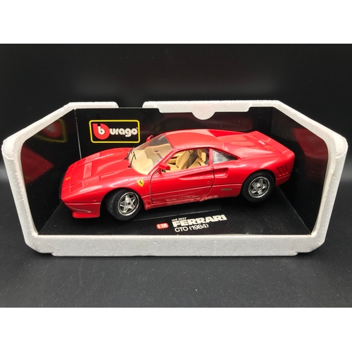 507 - Eight Burago Ferrari 1:18 Die-cast Sports Cars Boxed, includes 250 Testa Rossa (1957), 250 GTO (1962... 