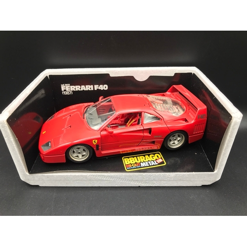 507 - Eight Burago Ferrari 1:18 Die-cast Sports Cars Boxed, includes 250 Testa Rossa (1957), 250 GTO (1962... 