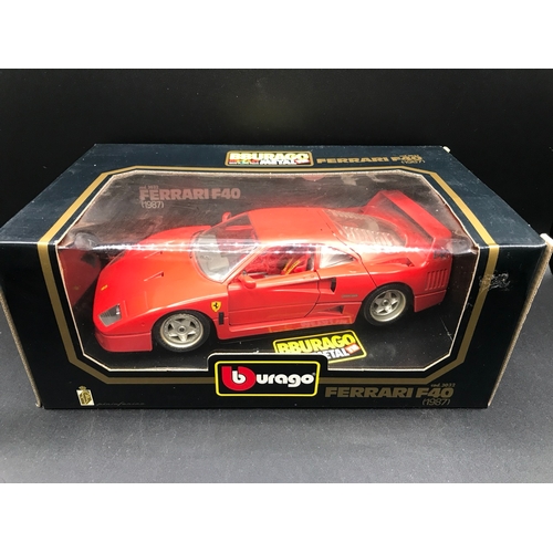 507 - Eight Burago Ferrari 1:18 Die-cast Sports Cars Boxed, includes 250 Testa Rossa (1957), 250 GTO (1962... 