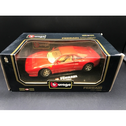 507 - Eight Burago Ferrari 1:18 Die-cast Sports Cars Boxed, includes 250 Testa Rossa (1957), 250 GTO (1962... 