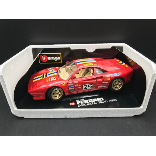 507 - Eight Burago Ferrari 1:18 Die-cast Sports Cars Boxed, includes 250 Testa Rossa (1957), 250 GTO (1962... 