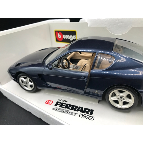 507 - Eight Burago Ferrari 1:18 Die-cast Sports Cars Boxed, includes 250 Testa Rossa (1957), 250 GTO (1962... 