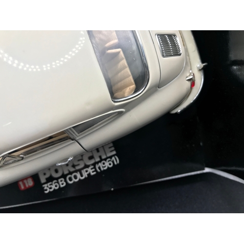 504 - Three Burago 1:18 Porsche' in Boxes, includes 356B Cabriolet (1961) marks to door shown, 356B Coupe ... 