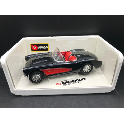 506 - Three Burago 1:18 Die-cast Sports Cars, Boxed, includes Jaguar 'E' Coupe (1961), Dodge Viper RT/10 (... 