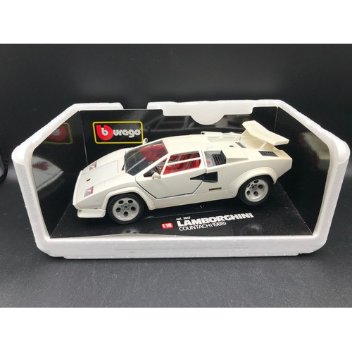 509 - Three Burago 1:18 Die-cast Metal with a Maisto Lamborghini Diablo (1990) box sunlight damage, Each b... 