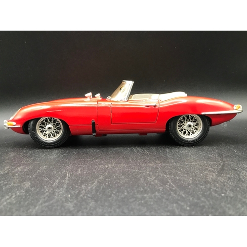 510 - Three 1:18 Burago un-boxed open-top Sports cars, Jaguar 'E' (1961), Bugatti Type '59' (1934), Jaguar... 