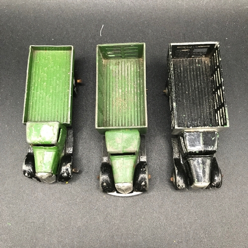 586 - Three Dinky Commercial Vehicles includes 25f Market Gardeners Lorry Type 3 Green body repainted Blac... 