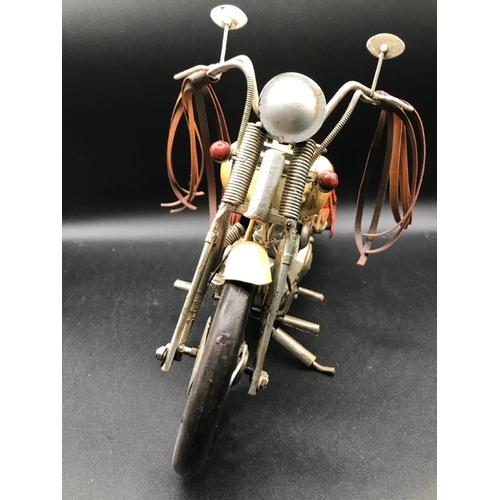 657 - Vintage Indian Style Tin/Metal Motorcycle Model Painted Art,   Lesser & Pavey Ltd, approx dimensions... 