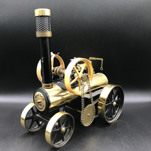 7 - A Wilesco D430 brass live steam traction engine with Wilesco M99 Barrel Organ and music card strips,... 