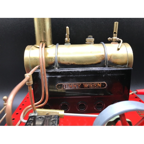 8 - Mamod twin cylinder super heated steam engine 'Jenny Wren' mounted on wooden plinth - Good (1) 2900g