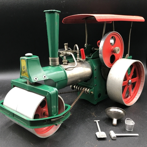 13 - Wilesco Old Smoky Steam Engine in Green with Wilesco Water Cart A38 Boxed, includes accessories as s... 