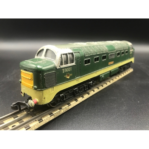 110 - Three Dublo 3-Rail Locomotives, Class 55 Deltic St Paddy Co-Co No.D9001 Tested Non-Runner (Fair), to... 