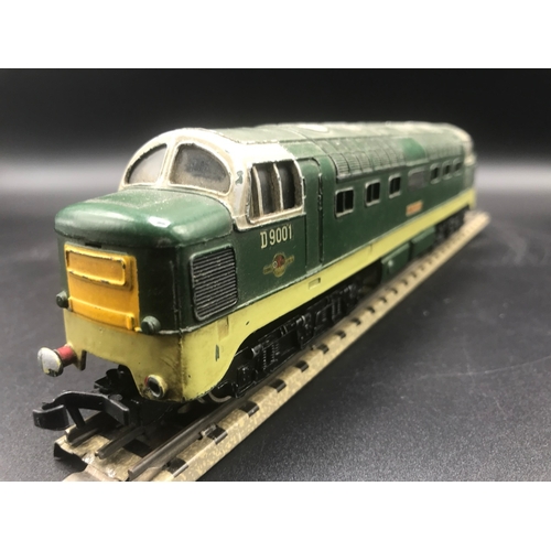 110 - Three Dublo 3-Rail Locomotives, Class 55 Deltic St Paddy Co-Co No.D9001 Tested Non-Runner (Fair), to... 