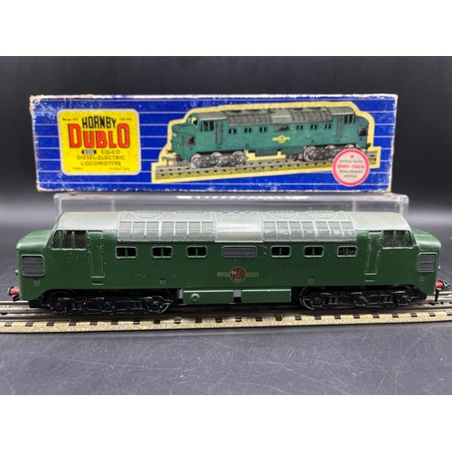 110 - Three Dublo 3-Rail Locomotives, Class 55 Deltic St Paddy Co-Co No.D9001 Tested Non-Runner (Fair), to... 