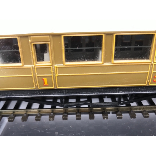 167 - A ‘OO’ gauge Rake of Three Coaches, LNER Corridor First, Composite and Gresley Brake Composite Teak ... 