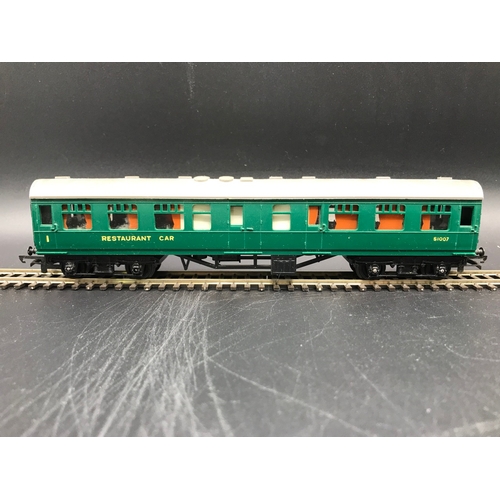 169 - A ‘OO’ gauge 11 Triang Southern Green Coaches including Restaurant Coaches and a Utility Van No.S235... 