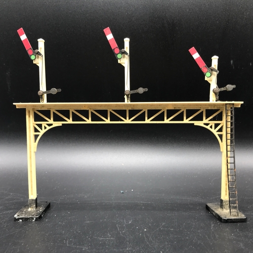 300 - Seven 'OO' Semaphore Railway Signals, includes four Crescent, two Hornby Meccano and incomplete Tria... 